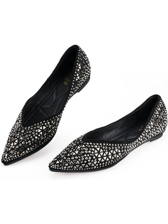 Shoes - Rhinestone Pointed Ballet Flats for Women | Comfortable Soft Memory Foam Insole
